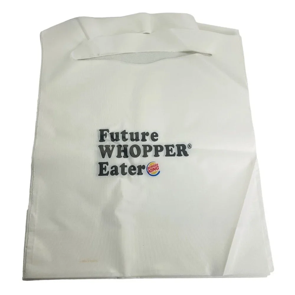 10 Burger King Future Whopper Eater Restaurant Plastic Bib Vintage Lot